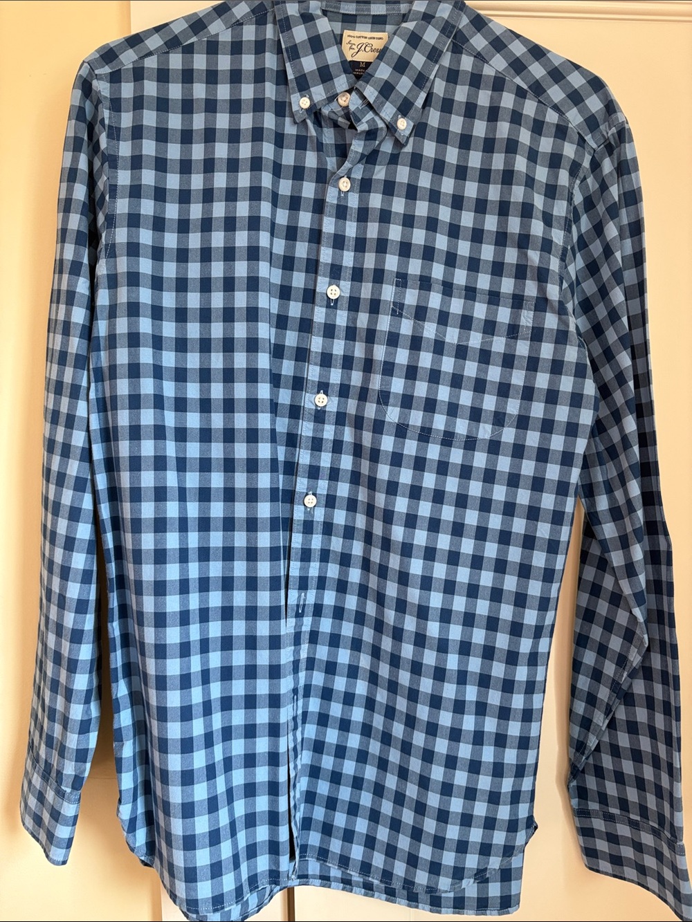 J. Crew Men's Blue Gingham Button-Down Shirt